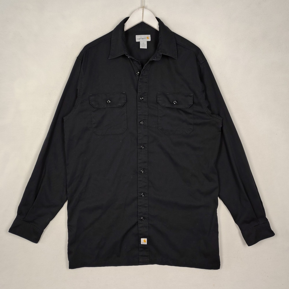 Carhartt Mens Large Tall Black Long Sleeve Work Shirt S224 BLK Button Down